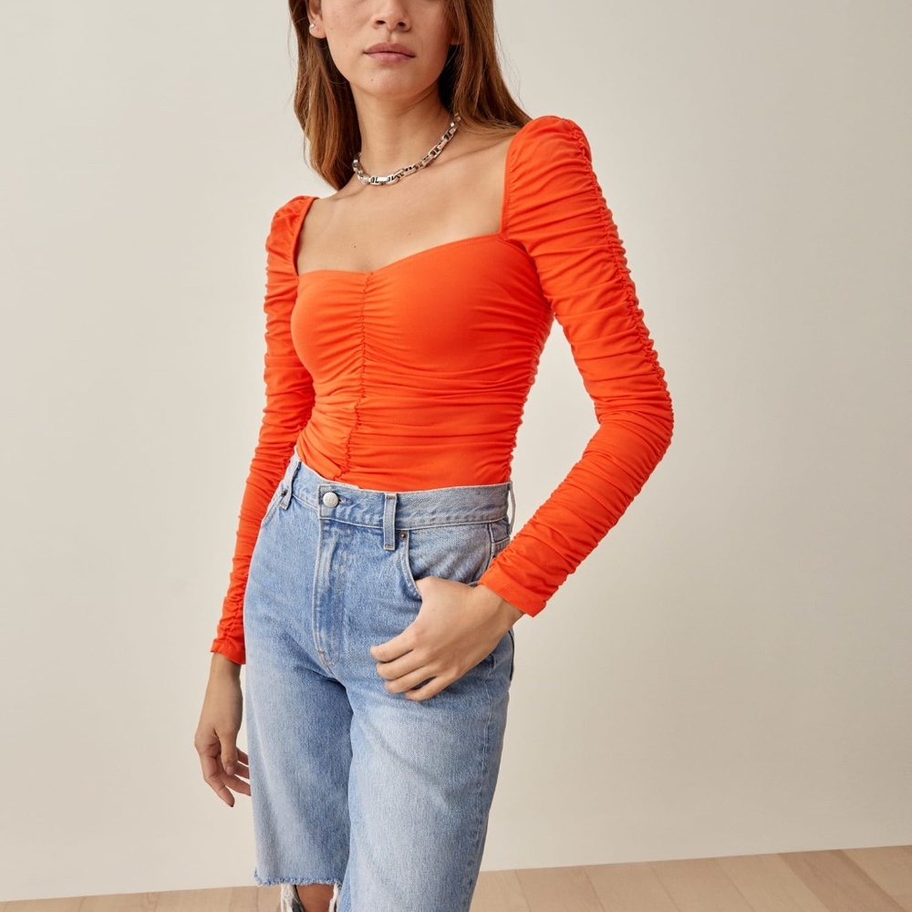 🔥NWT! Reformation Esra Knit Top - Flame - Size Medium🔥